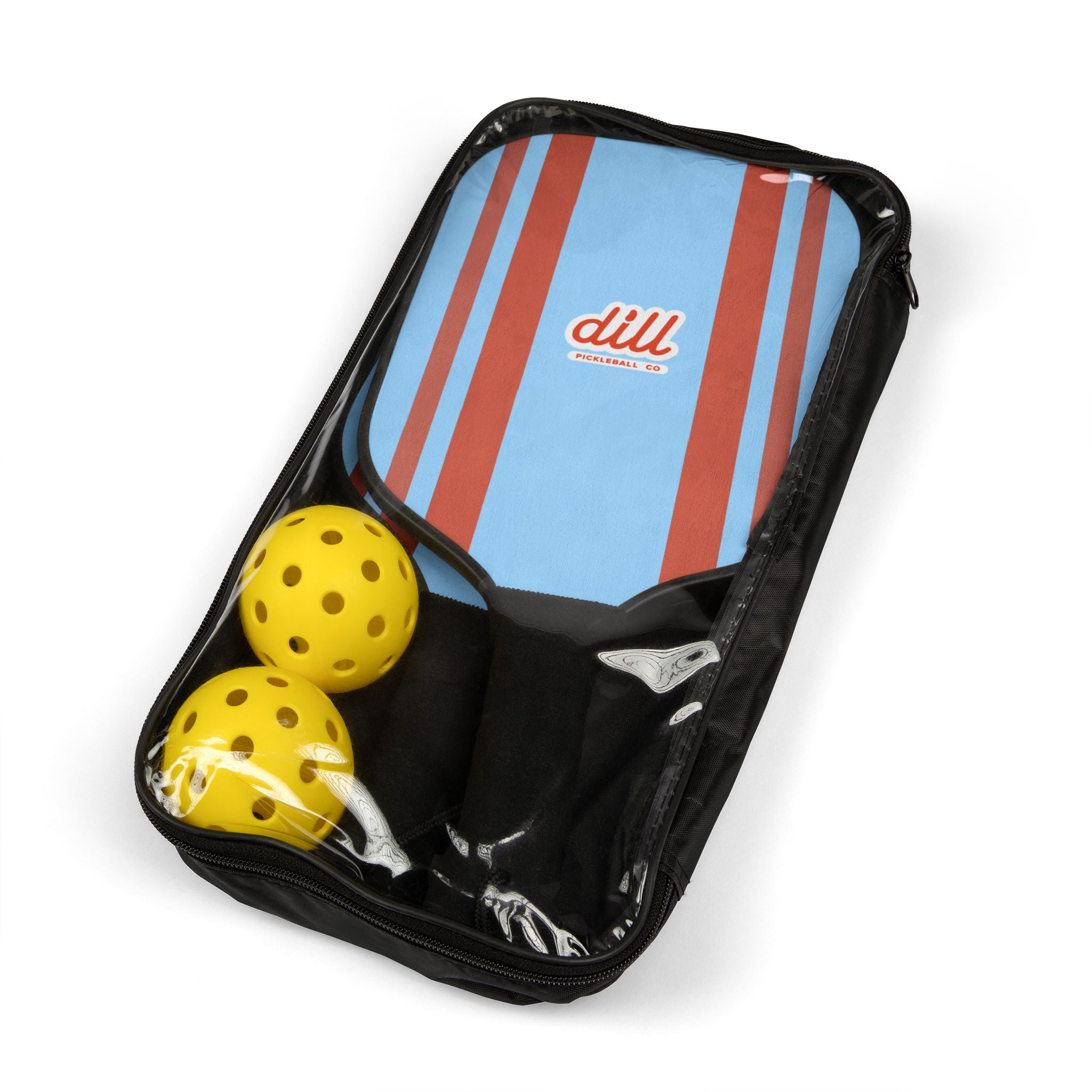 Pickleball Paddle Set — Retro Blue & Red Striped Pickleball Kit (2 Paddles + Balls)