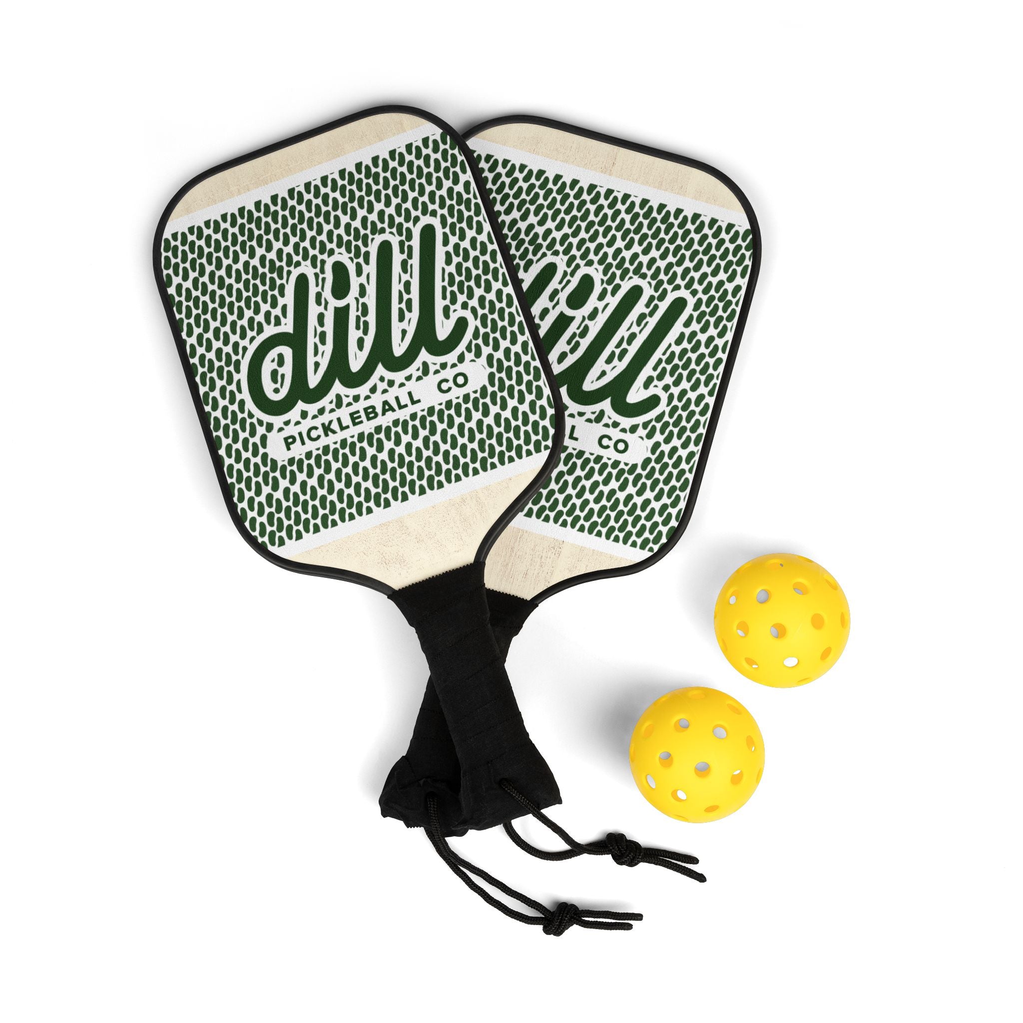 Pickleball Paddle Set — 'dill' Logo Mini Paddles with 2 Balls (Portable Pickleball Kit)