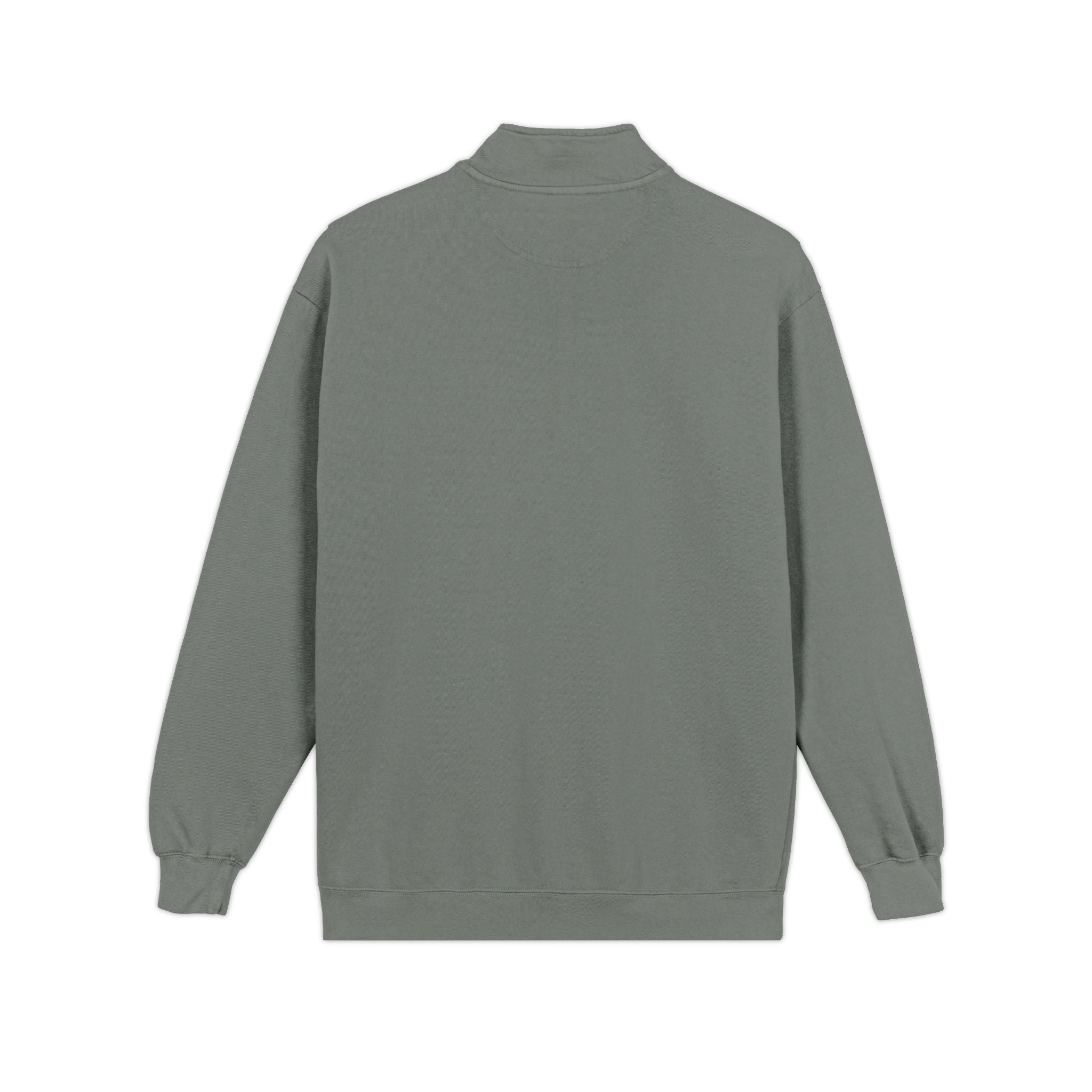 Quarter-Zip Sweatshirt — Olive Minimalist 'dll' Embroidered Pullover
