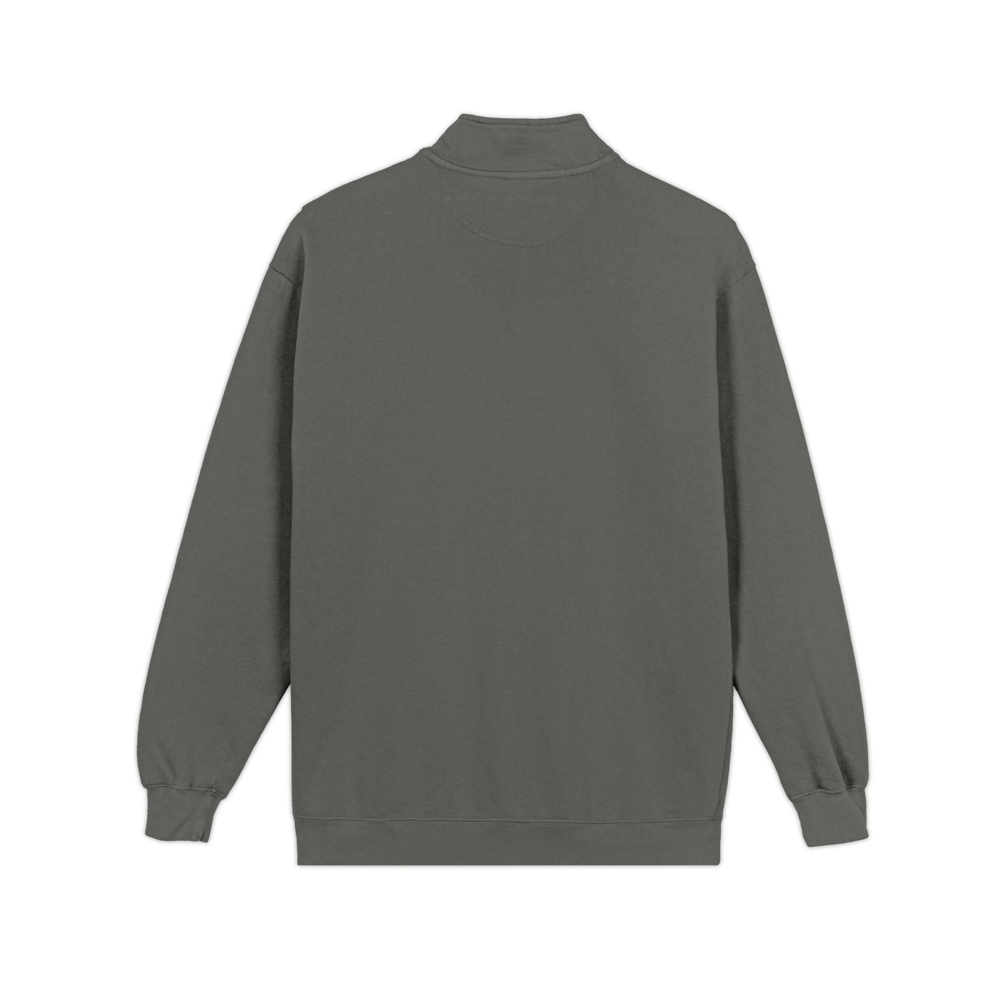 Quarter-Zip Sweatshirt — Olive Minimalist 'dll' Embroidered Pullover