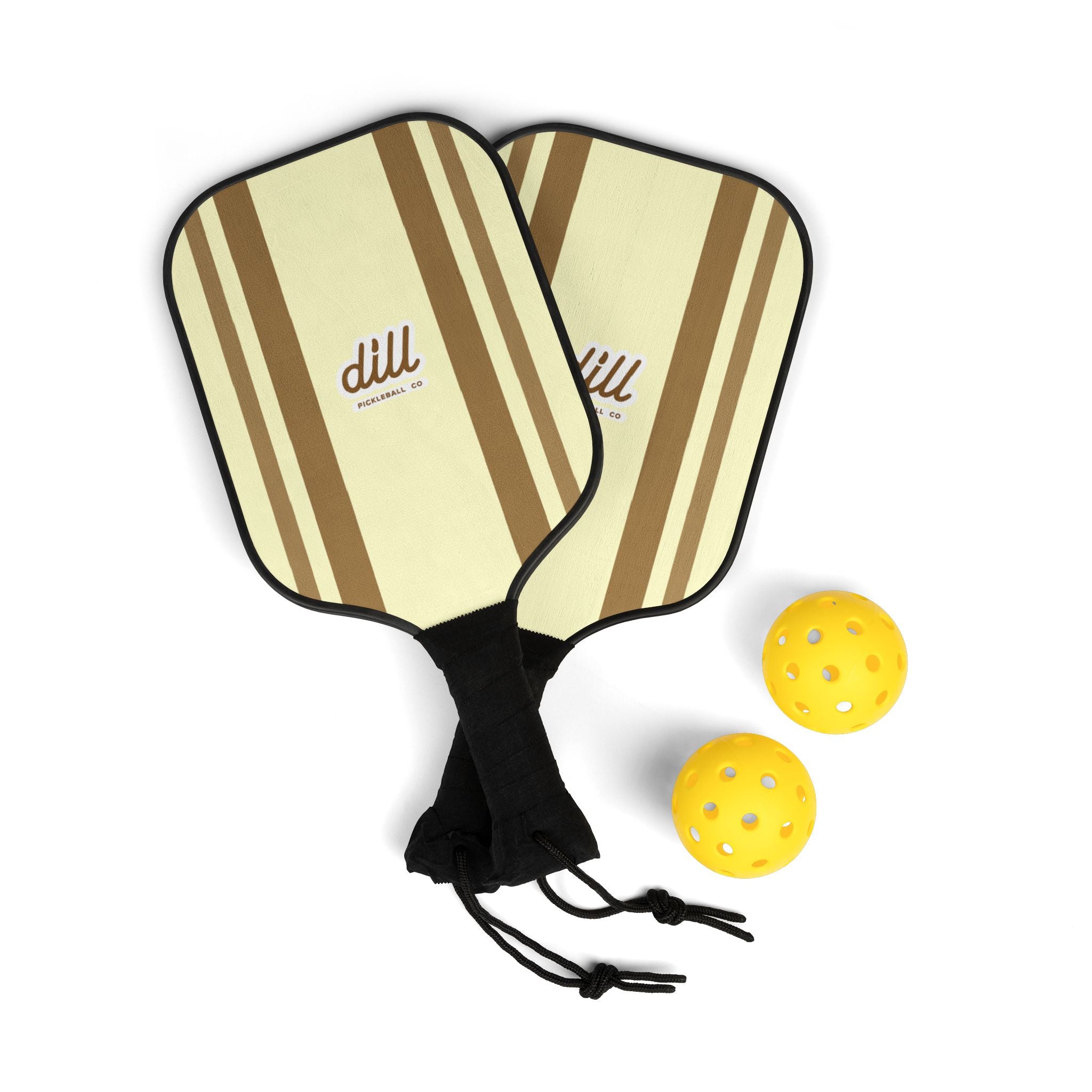 Retro Stripe Pickleball Paddles Set – Lightweight Kit with Balls